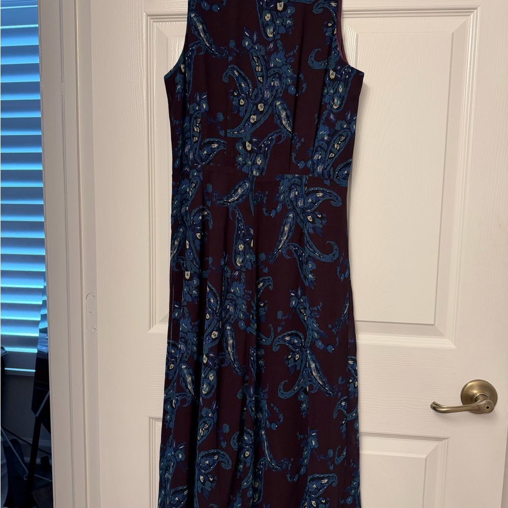 CAbi Navy and Burgundy Paisley Maxi Dress - Picture 2 of 4